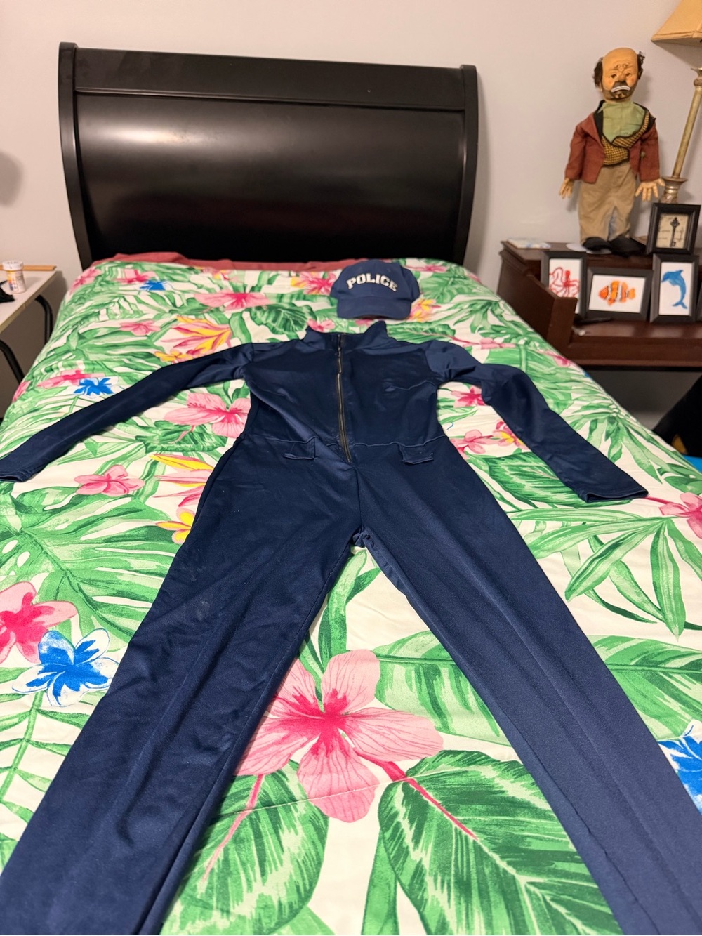 Spirit Navy Police One-Piece Jumpsuit with Matching Cap